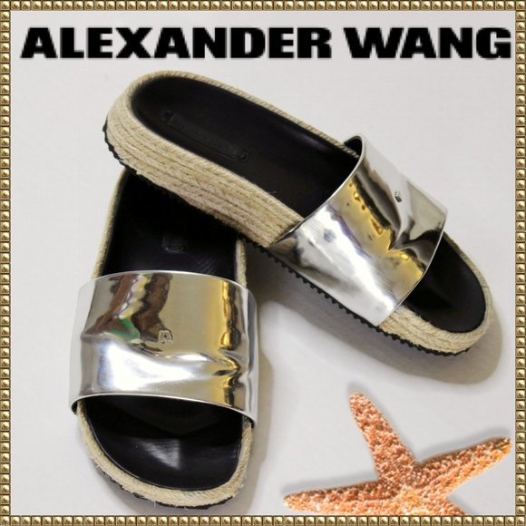 Alexander Wang Shoes - Alexander Wang Metallic Silver Slide Sandal 36.5